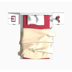 彩平图户型图白色床床头柜