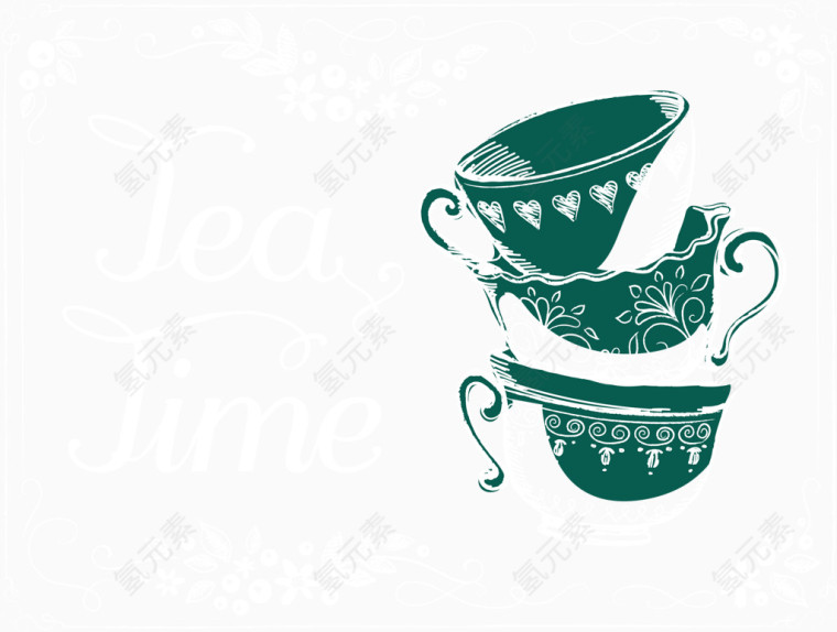 装饰深草绿欧美茶杯