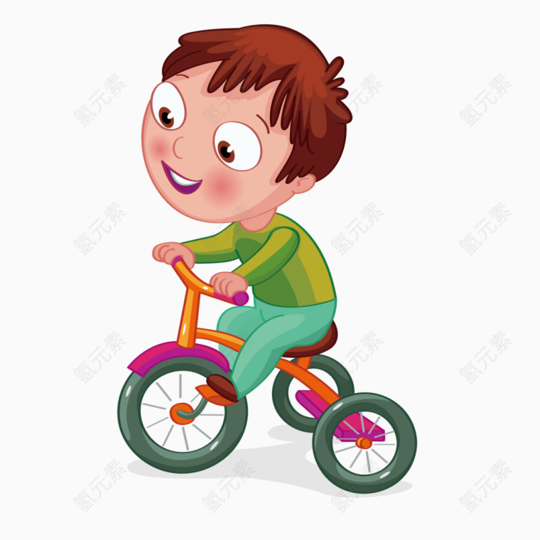 矢量卡通骑自行车的小男孩