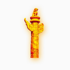 金色石柱雕塑装饰