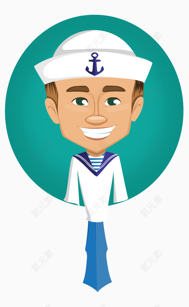 卡通手绘国外水手海军