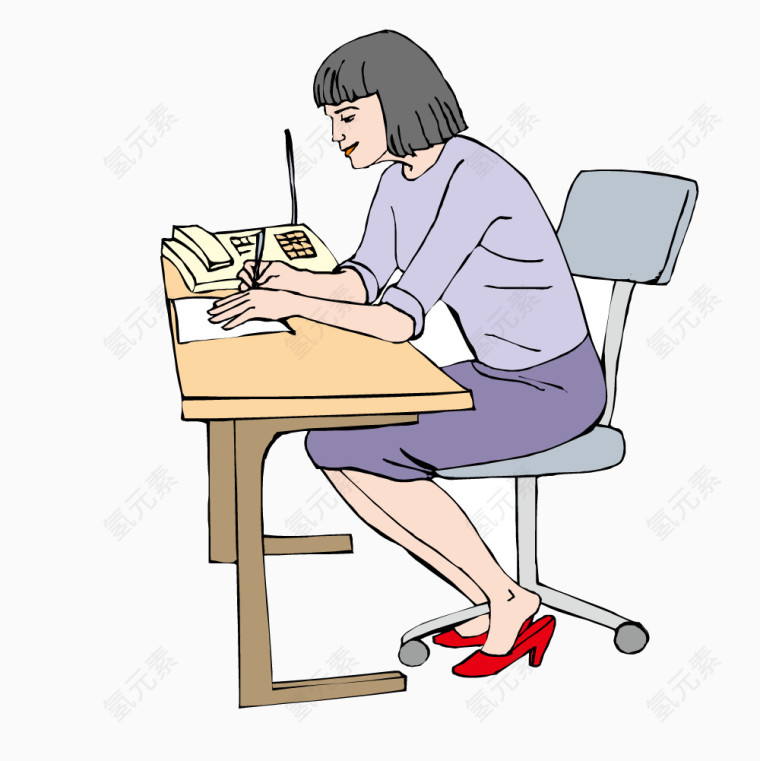 坐在椅子上写字的美女