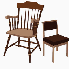 两把木质实物椅子
