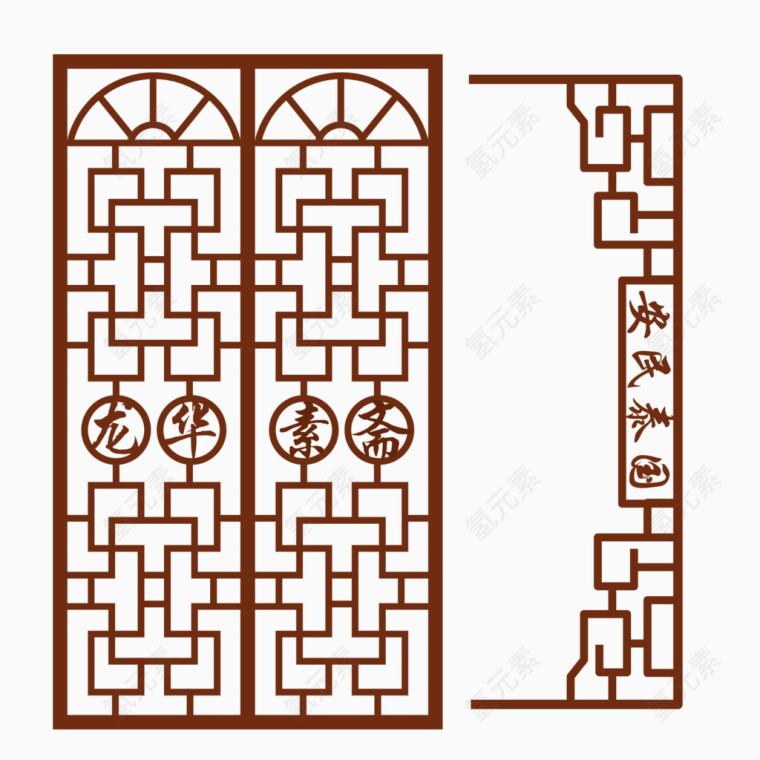 中国传统复古门框矢量图案