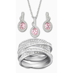 粉色砖石项链和耳环