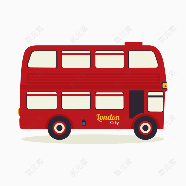 红色伦敦双层巴士矢量素材