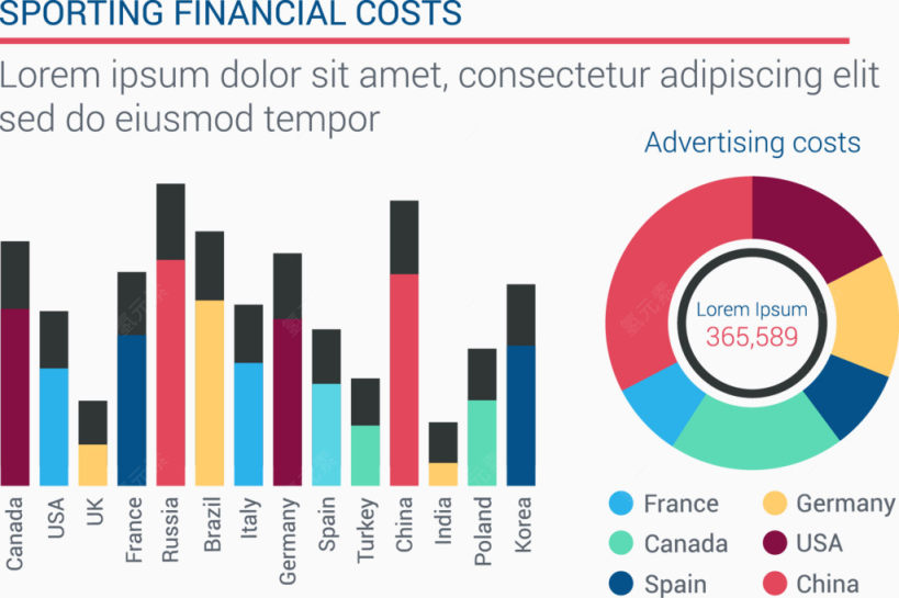 体育财务费用信息图表矢量素材下载