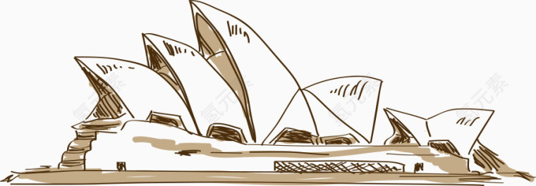 手绘卡通悉尼歌剧院