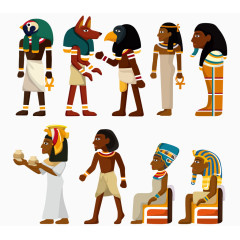 卡通手绘古埃及众神