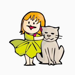 女孩和小猫