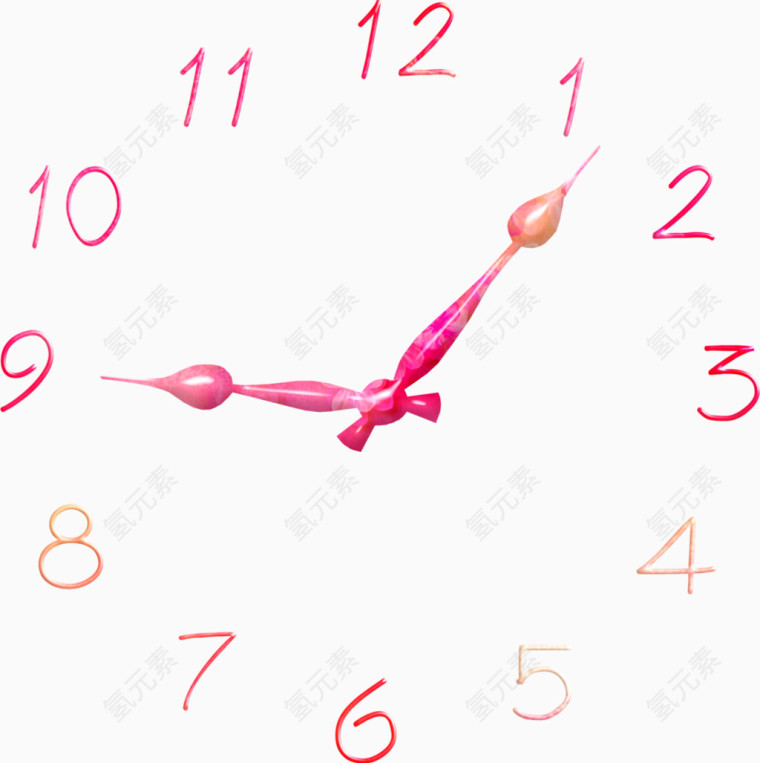 粉色时钟指针数字