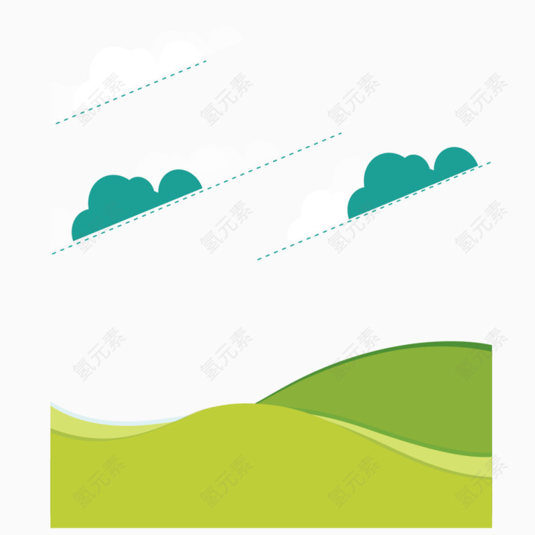矢量绿色草地云朵环保素材