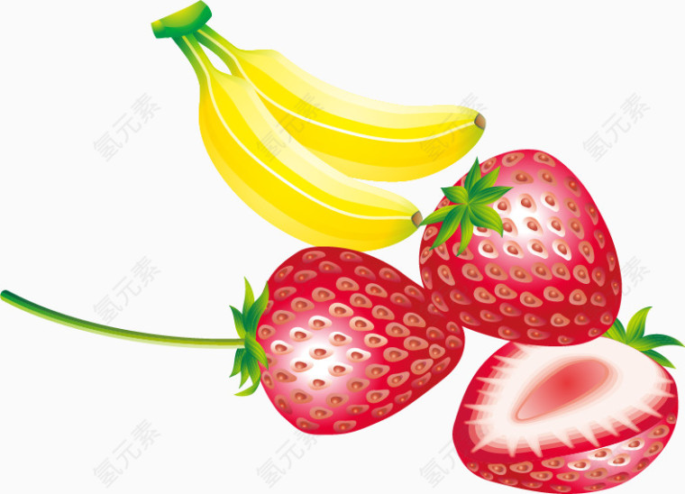 香蕉草莓PNG矢量素材