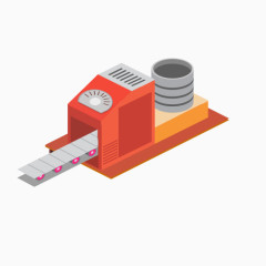红色工厂传送带卡通