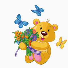 抱着鲜花的熊