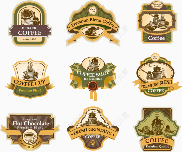 咖啡标签图标设计矢量素材