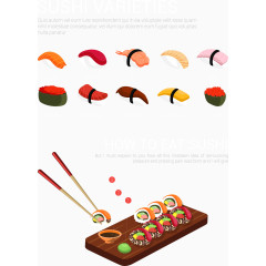 如何吃寿司方法演示矢量素材