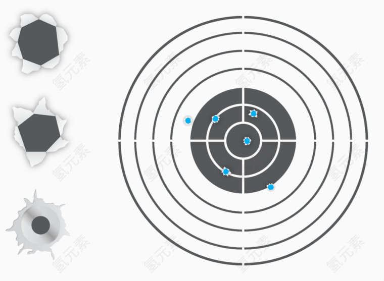 矢量箭靶和子弹孔
