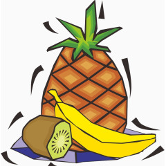 卡通菠萝香蕉猕猴桃