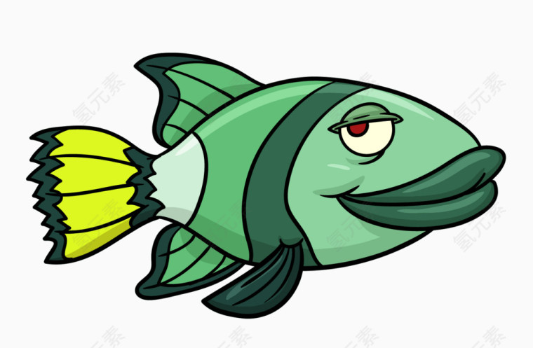 矢量绿色观赏鱼素材