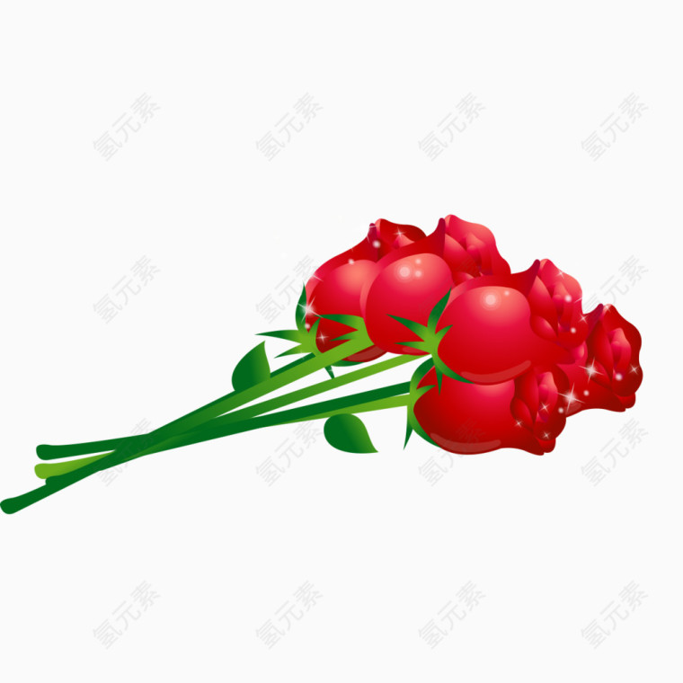手绘红色玫瑰花