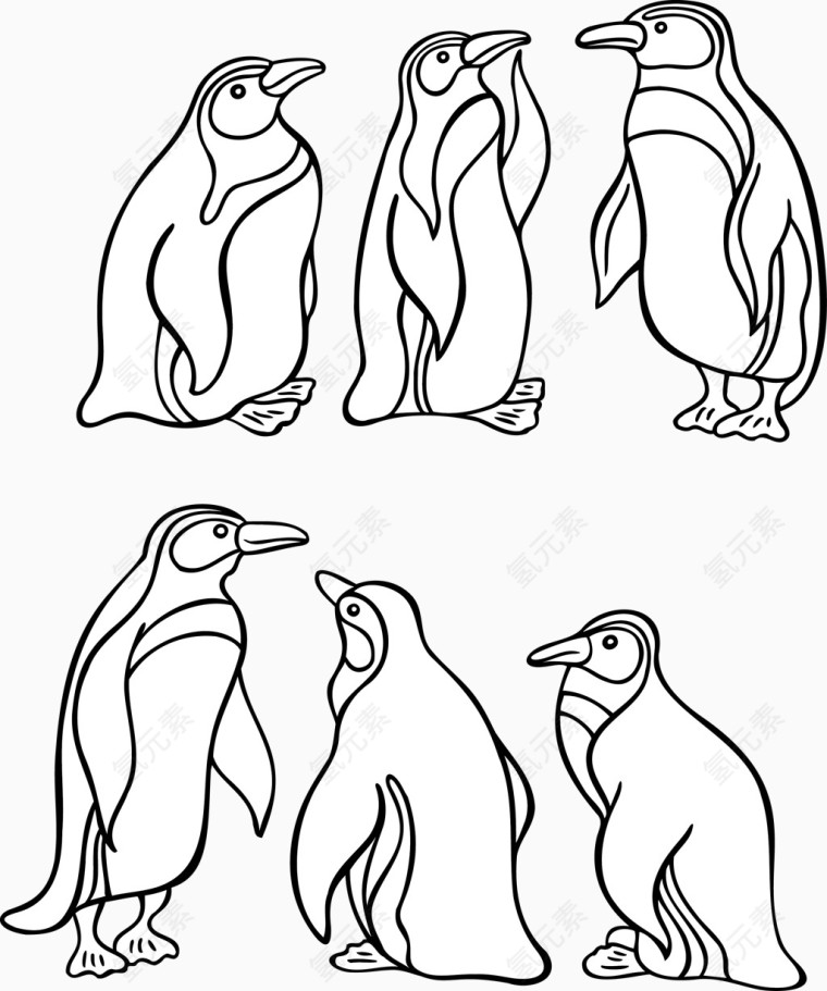 卡通手绘企鹅矢量图