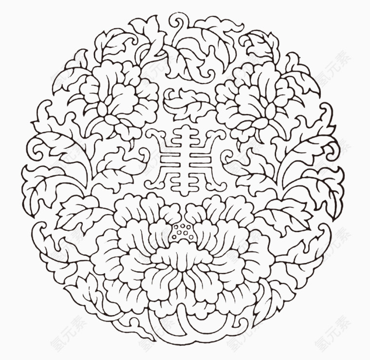 中国传统圆形花纹