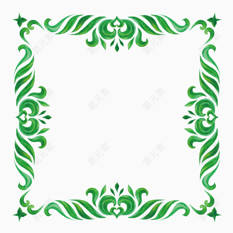 绿色的花纹镜框边框
