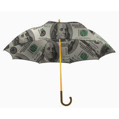 印着钞票的伞