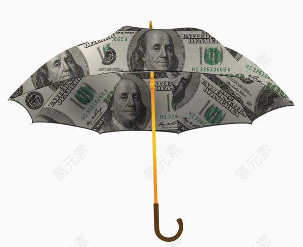 印着钞票的伞