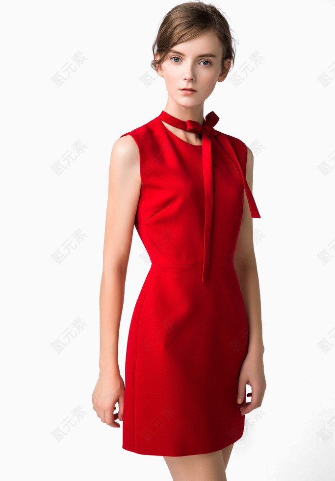 穿红色裙子的女模特