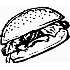 汉堡矢量黑白线描图