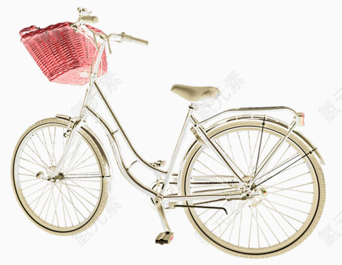 粉色车篓的自行车