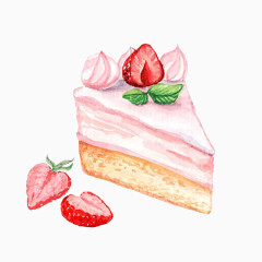 手绘草莓薄荷甜点蛋糕