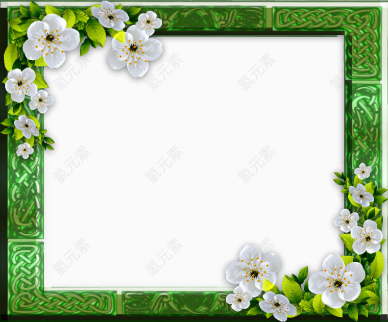 相框小清新花朵绿色白色