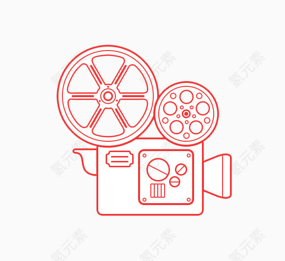 手绘红色电影交卷摄像机简笔画