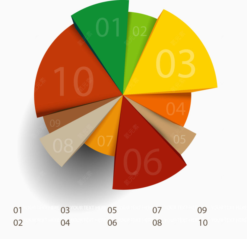 矢量手绘立体饼状图下载