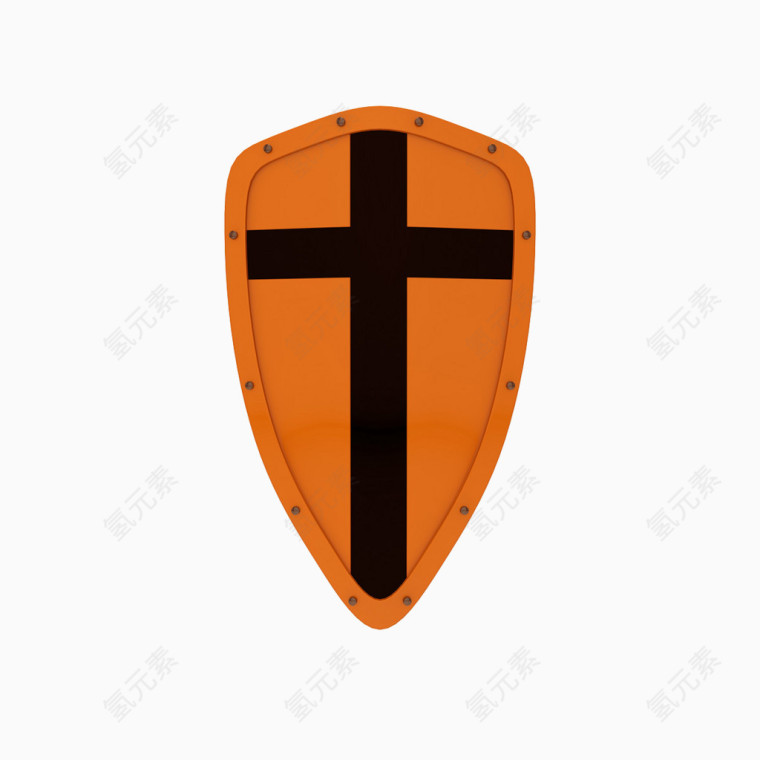 橙色十字架盾牌