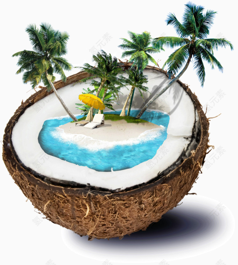 创意椰子上的海景