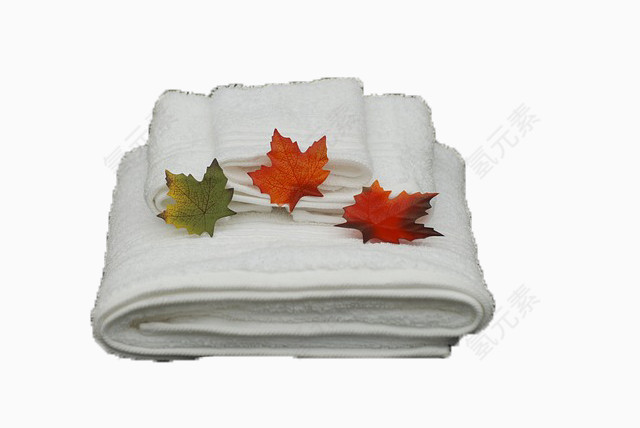 树叶与白色毛巾