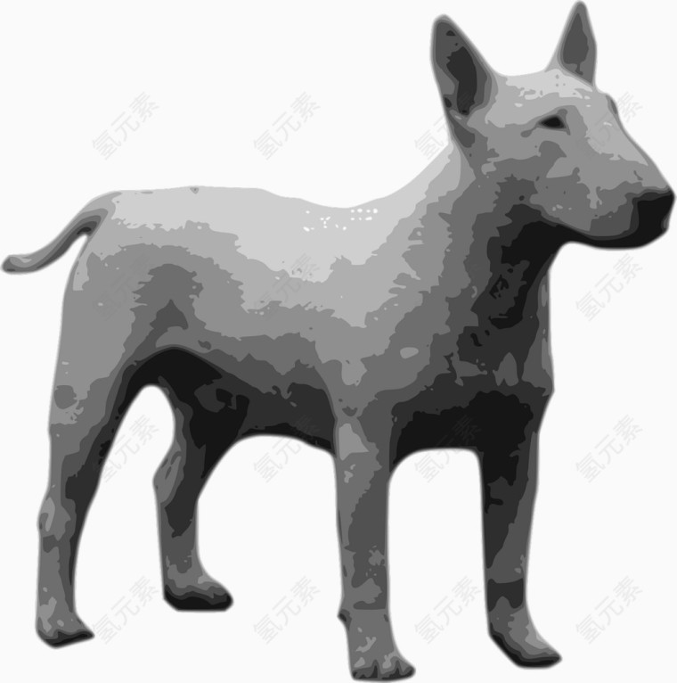 灰色的小狗雕塑