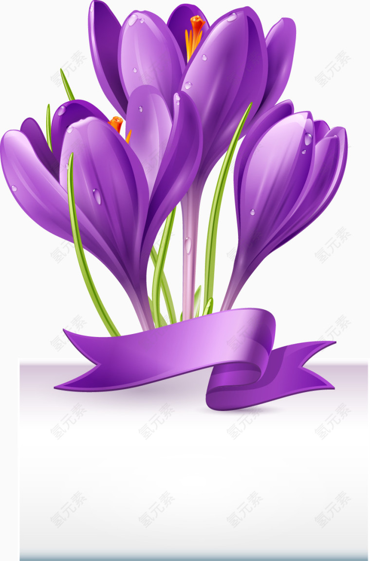 紫色精美花束丝带