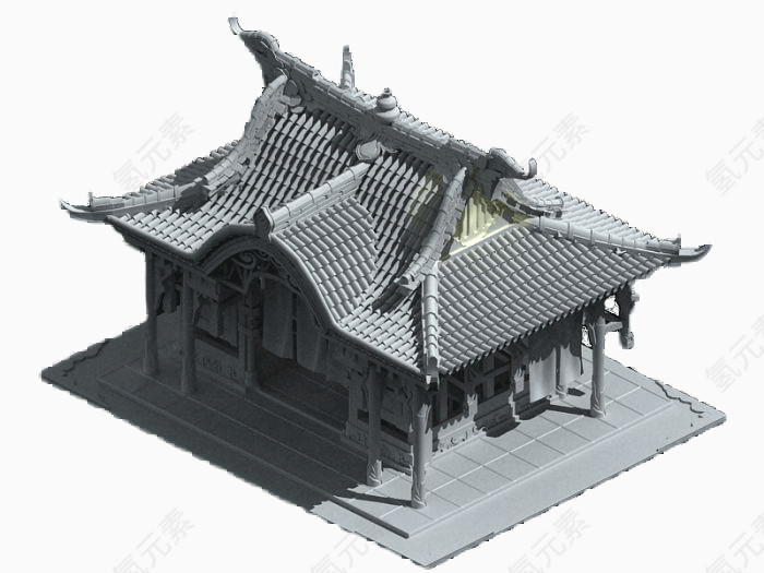 白色的古代建筑模型