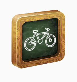 迷你黑板上的自行车图标