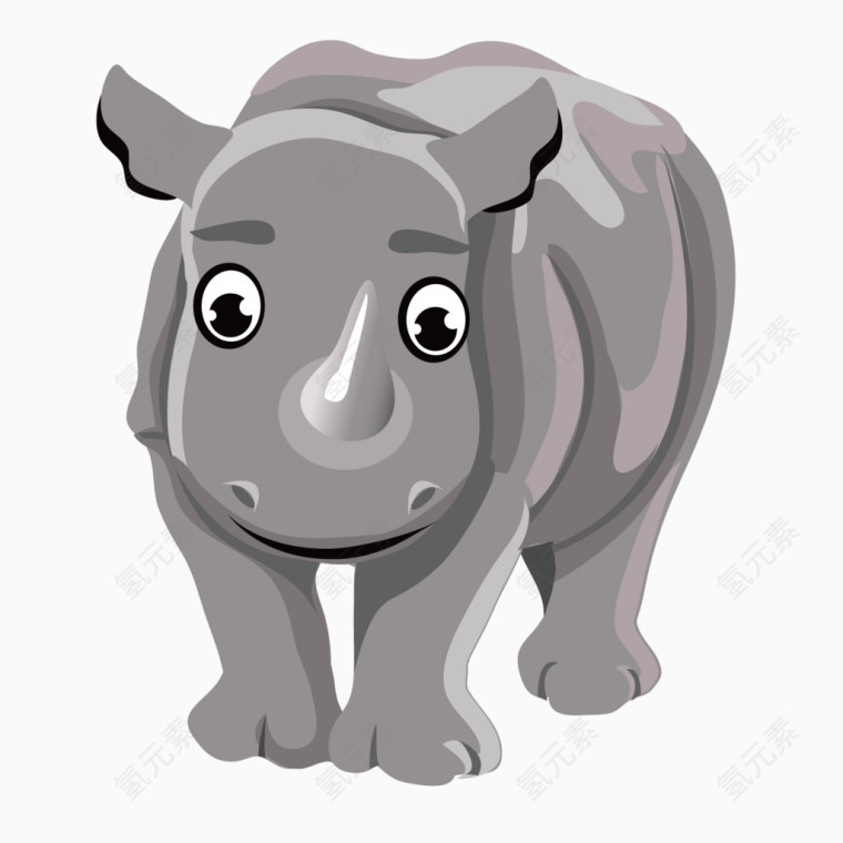 灰色质感扁平犀牛