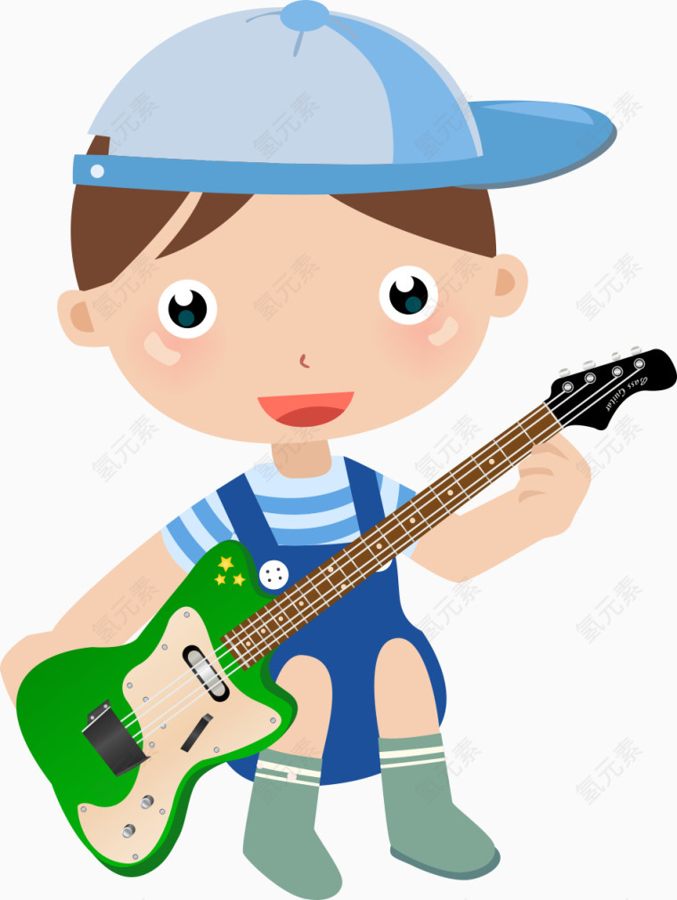 弹吉他的小男孩