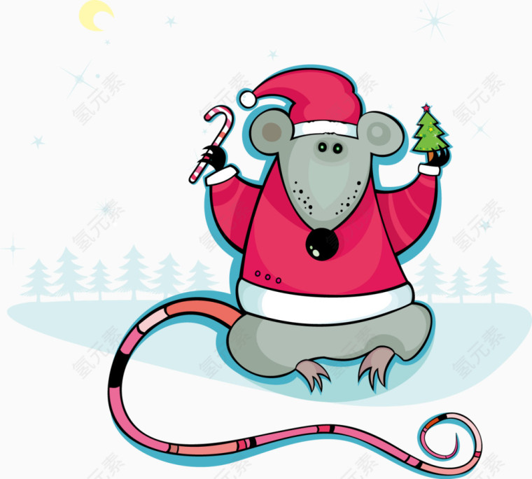 穿着圣诞衣服的小老鼠