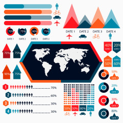 矢量旅游信息的彩色图表