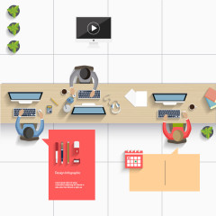矢量俯视办公室