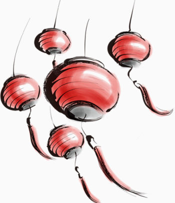 手绘国画灯笼下载